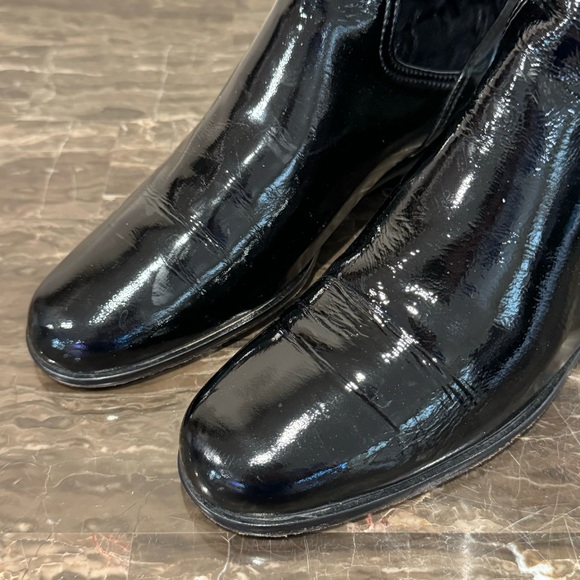 Italian Patent Leather and Velveteen Over The Knee Sock Boots - Picture 4 of 16